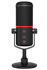 3D rendering of black studio condenser microphone isolated on white background