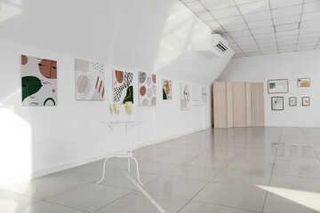 Interior of modern art gallery