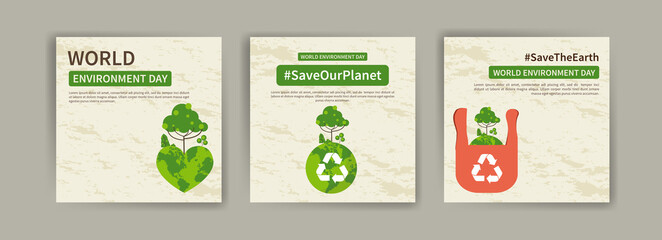 World Environment Day. Education and campaigns on the importance of protecting nature. social media post for World Environment Day.