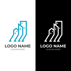urban logo vector with flat blue and white color style