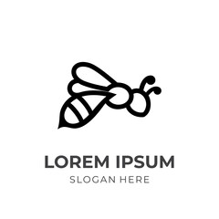bee logo template with flat black color style