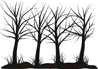 silhouettes of trees coloring page