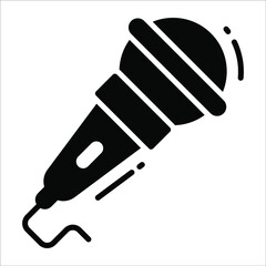 Microphone solid black vector Icon. that can be easily modified or edit
