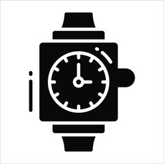 Wrist watch solid black vector Icon. that can be easily modified or edit