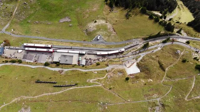 Famous cog railway on the mountain Schynige Platte in Switzerland