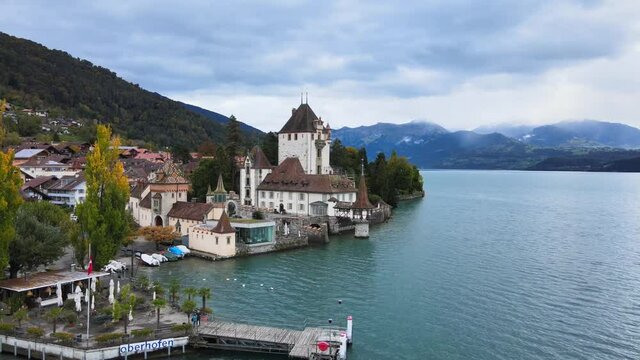 Famous Castle Oberhofen at Lake Thun in Switzerland