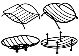 Soap dishes in the set. Vector image.