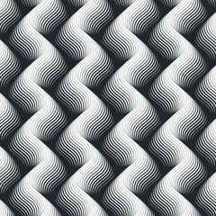 Vector pattern with geometric waves. Endless stylish texture. Ripple monochrome background repeating linear in different size on each object. Pattern is on swatches panel - 431183547