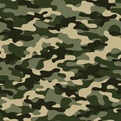 military camouflage. vector seamless print green. army camouflage for clothing or printing © keni