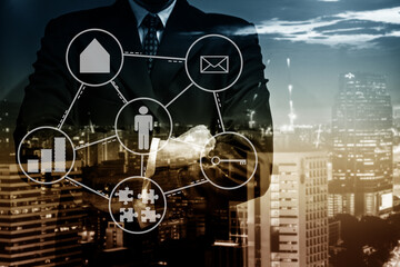 Fototapeta premium Personal financial planning concept. Businessman workplace with papers for financial planning. Business people discussing the charts and graphs showing the results of successful financial planning.