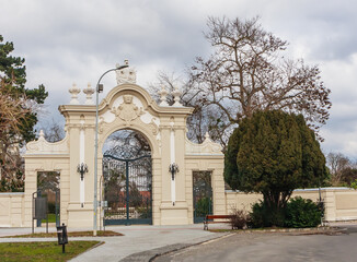 Fototapeta na wymiar Gate at Festetics Palace, Baroque style, in Keszthely, Lake Balaton area, Central Transdanubia, Hungary, Central Europe