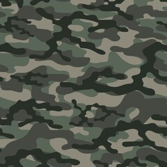 Fototapeta premium green Military vector camouflage hunting background seamless print. EPS