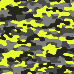 military camouflage yellow print seamless vector pattern. green background .modern.
