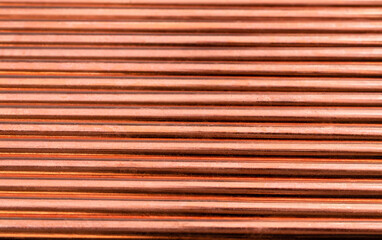 Pattern copper rod horizontal texture for background, selective focus