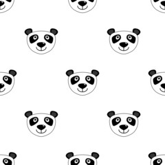 Fototapeta premium Cute panda bear seamless pattern. Childish cartoon design for textile, paper, print, fabric and more. Vector illustration.
