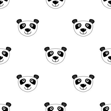 Cute panda bear seamless pattern. Childish cartoon design for textile, paper, print, fabric and more. Vector illustration.