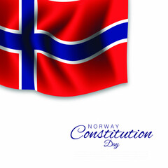 Norway constitution day with waving flag background vector illustration.