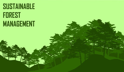Sustainable Forest Management Mountains Landscape Treeline Trees Silhouette Vector IllustrationBackground Wallpaper Banner
