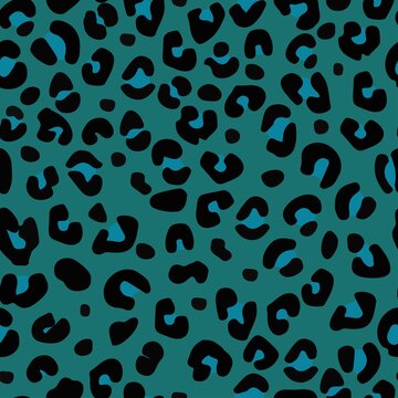 blue leopard print, seamless pattern leopard color, for clothing or print
