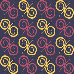Seamless texture, pattern on a square background - colored curls. Abstraction.