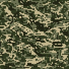 pixel military camouflage, seamless garment print or print