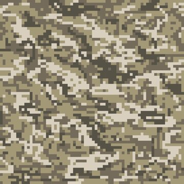 pixel military brown camouflage, seamless garment print or print