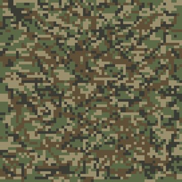 pixel military camouflage, seamless garment print or print