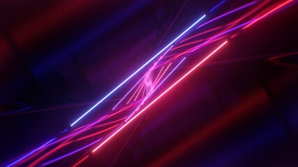 Flicker Neon Laser Beam Futuristic Fluorescent Glow Light Tunnel - Abstract Background Texture