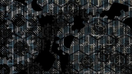 Rotating Gears and Metal Machinery with Moving Industrial Parts - Abstract Background Texture