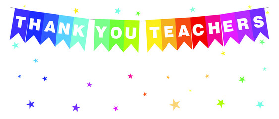 A vector illustration of Thank you Teachers banner in flat design style - 431193175