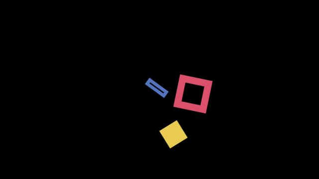 Animation colorful geometric shape on black background.
