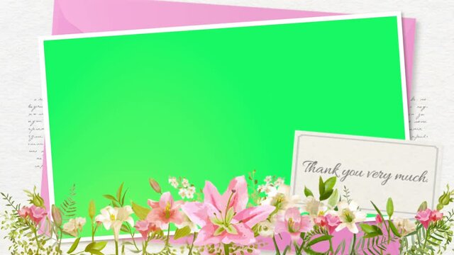 Animation colorful picture frame flower concept with green space.

