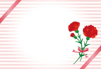 Obraz premium 母の日のベクターイラストセット(カーネーション、ハート、花束、ギフト、感謝、メッセージ、愛) Happy mother's day. Greeting card with mother's day. Floral background. Hand painted watercolor carnation flowers.