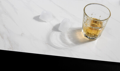 glass of alcohol on white 
