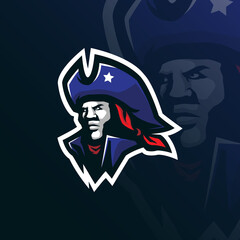 Patriot mascot logo design vector with modern illustration concept style for badge, emblem and t shirt printing. Patriot head illustration for sport team.