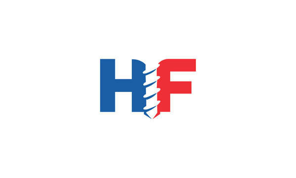 Monogram Initial Letter H F With Drill logo vector icon illustration
