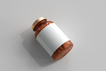 Amber medicine pills bottle 3D Rendering