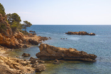 Fototapeta na wymiar Seascape in Ametlla de Mar, Costa Daurada, Catalonia