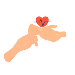 Fototapeta premium Pulse check on the wrist, vector illustration