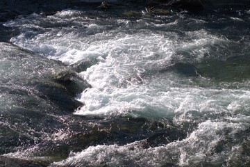 waves on the rocks,water,stone, river,foam, motion,  