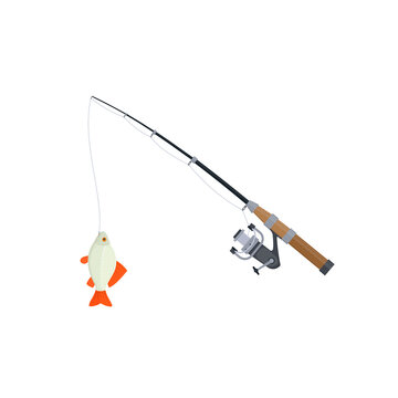 Fishing. Fish caught on a fishing rod, vector illustration