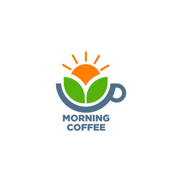 sun coffee logo design with geometry