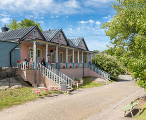 Finland. Helsinki . Beautiful panorama of Suomenlinnaisland . Sights Of Helsinki. Cozy cafe on the island of Suomenlinna .