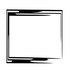 Square grunge frame isolated on white background. Black ink border.