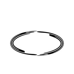 Oval grunge frame isolated on white background. Black ellipse ink border.