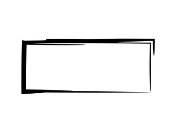 Rectangle grunge frame isolated on white background. Black ink border.