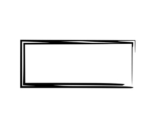 Obraz premium Rectangle grunge frame isolated on white background. Black ink border.