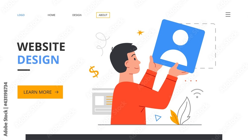 Wall mural graphic designer creating web page template