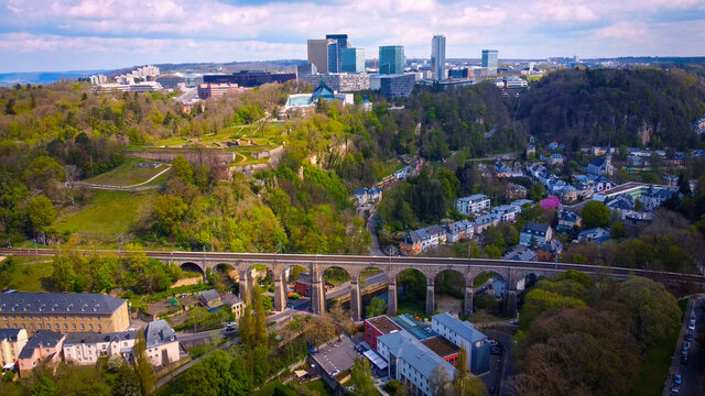 Typical View Over The City Of Luxemburg - Aerial Photography