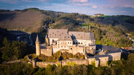 Fototapeta na wymiar Famous Castle Vianden in Luxembourg - aerial photography